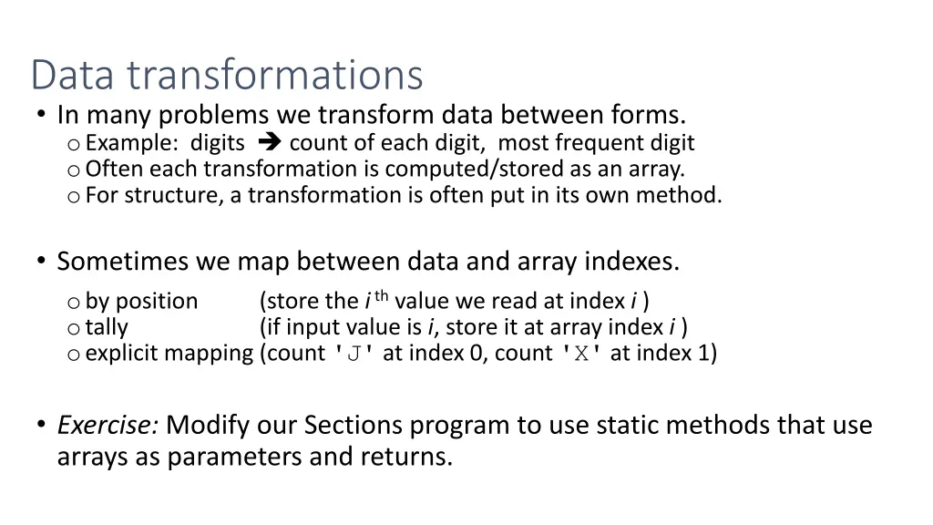 data transformations in many problems