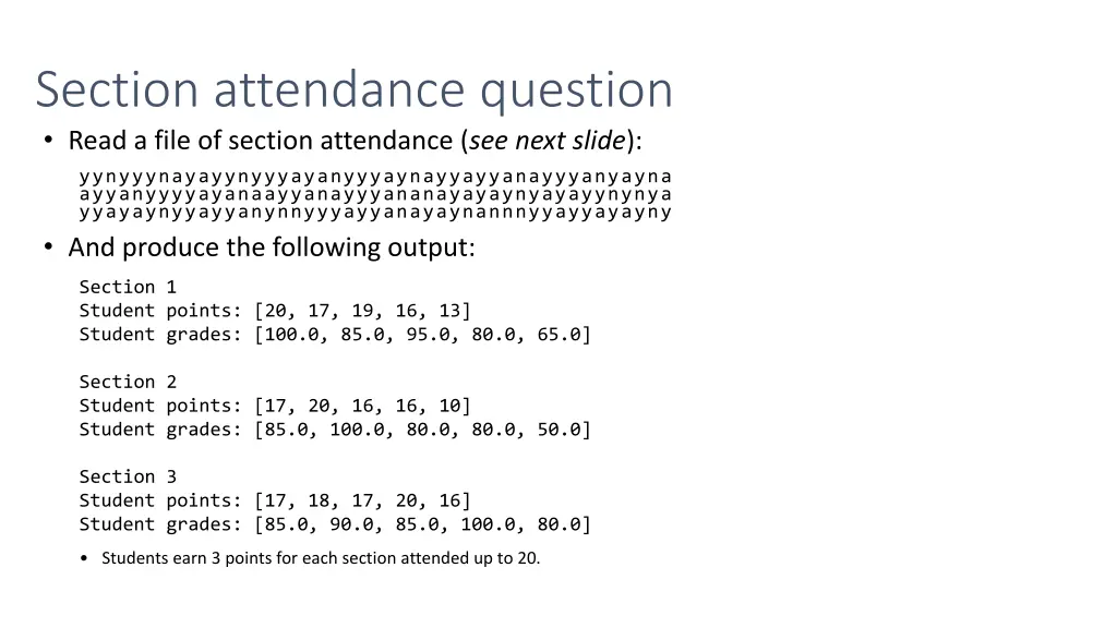section attendance question read a file