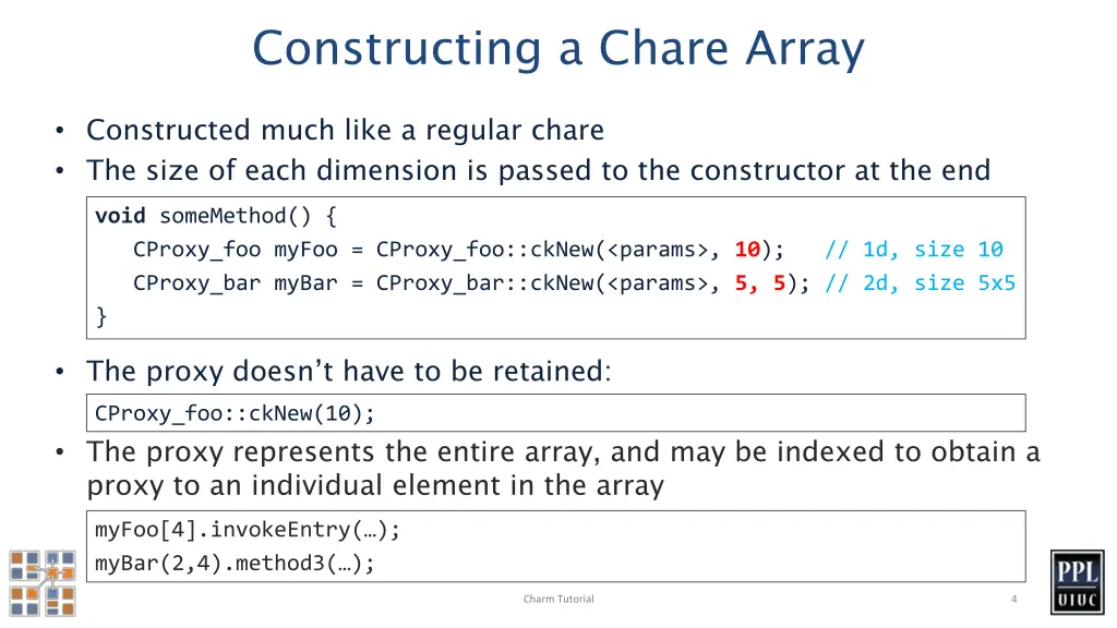 constructing a chare array