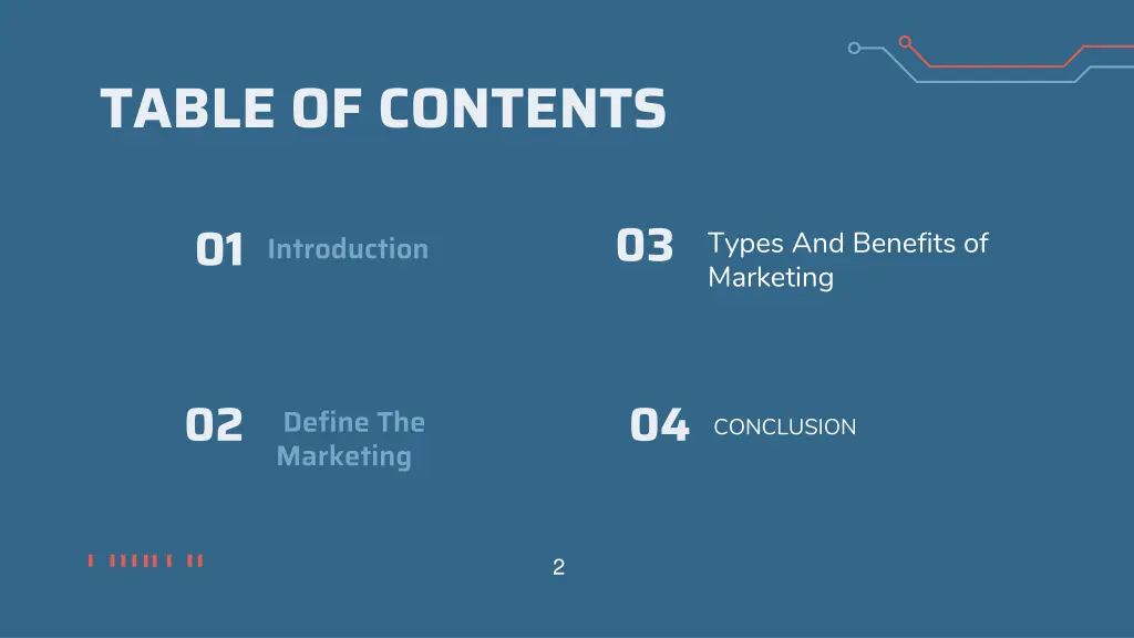 table of contents