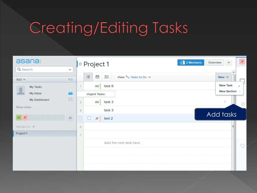 creating editing tasks