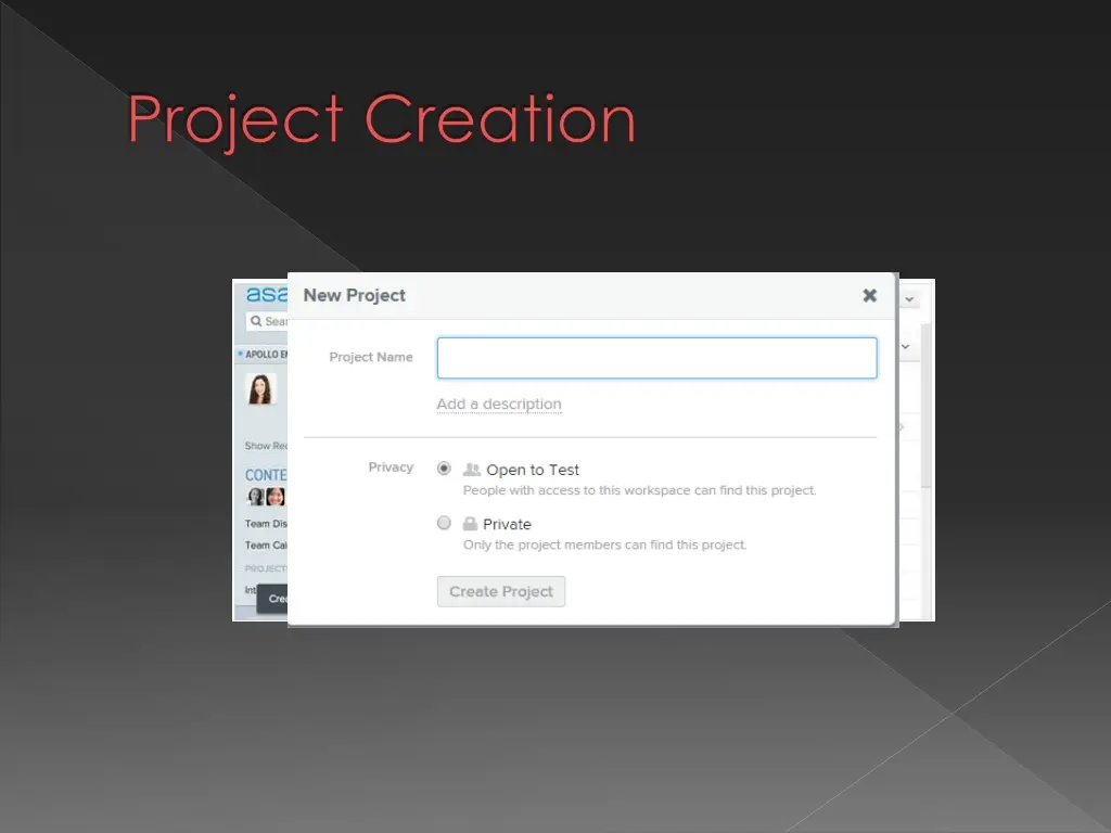 project creation