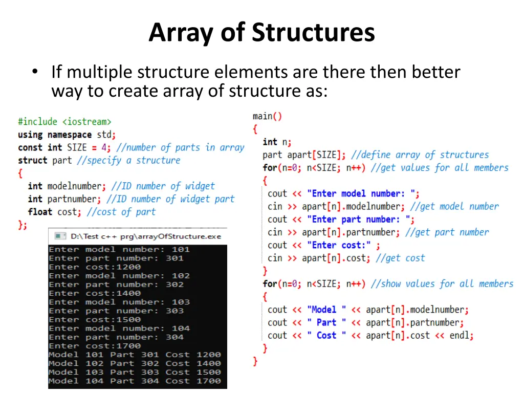 array of structures