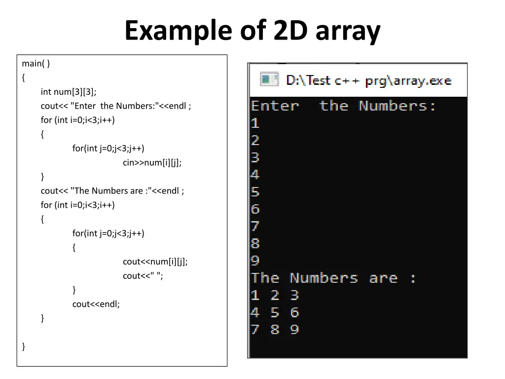 example of 2d array