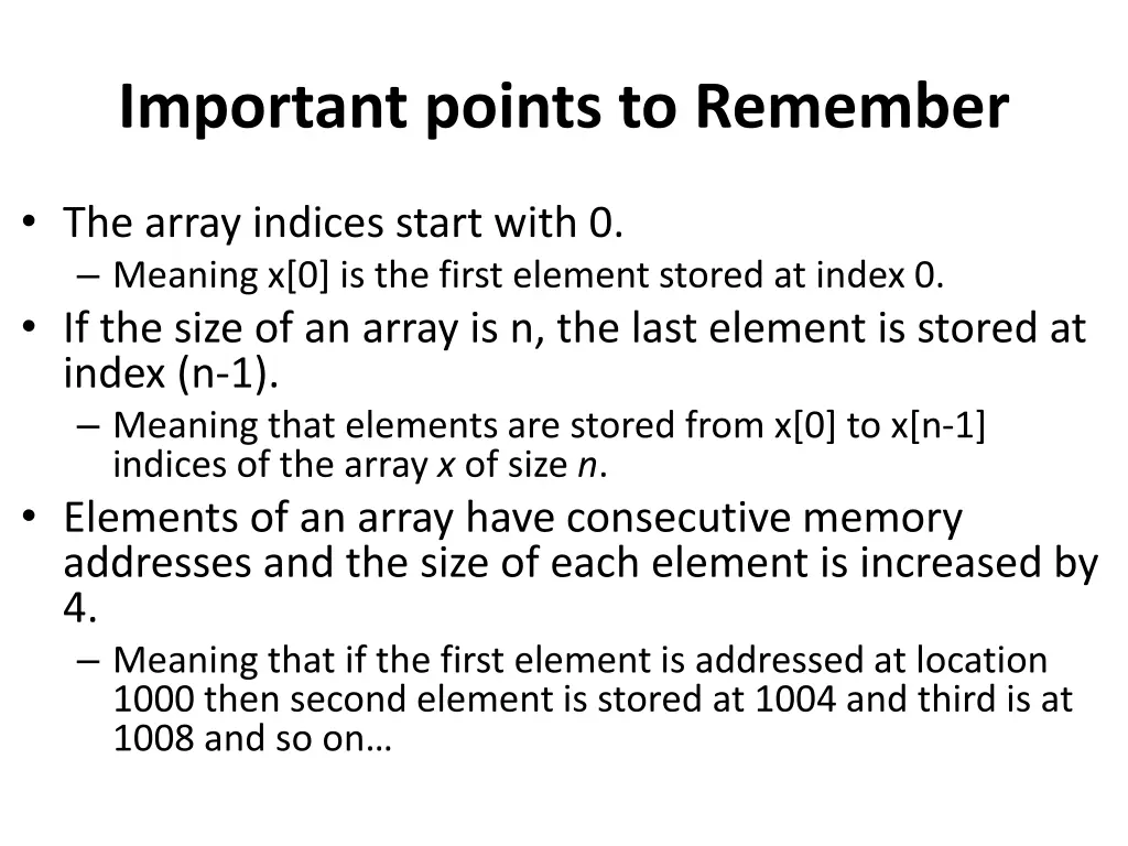 important points to remember