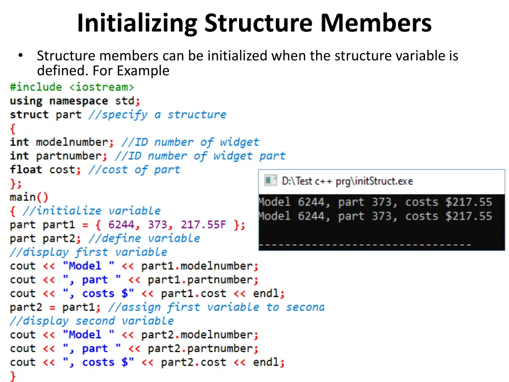 initializing structure members structure members