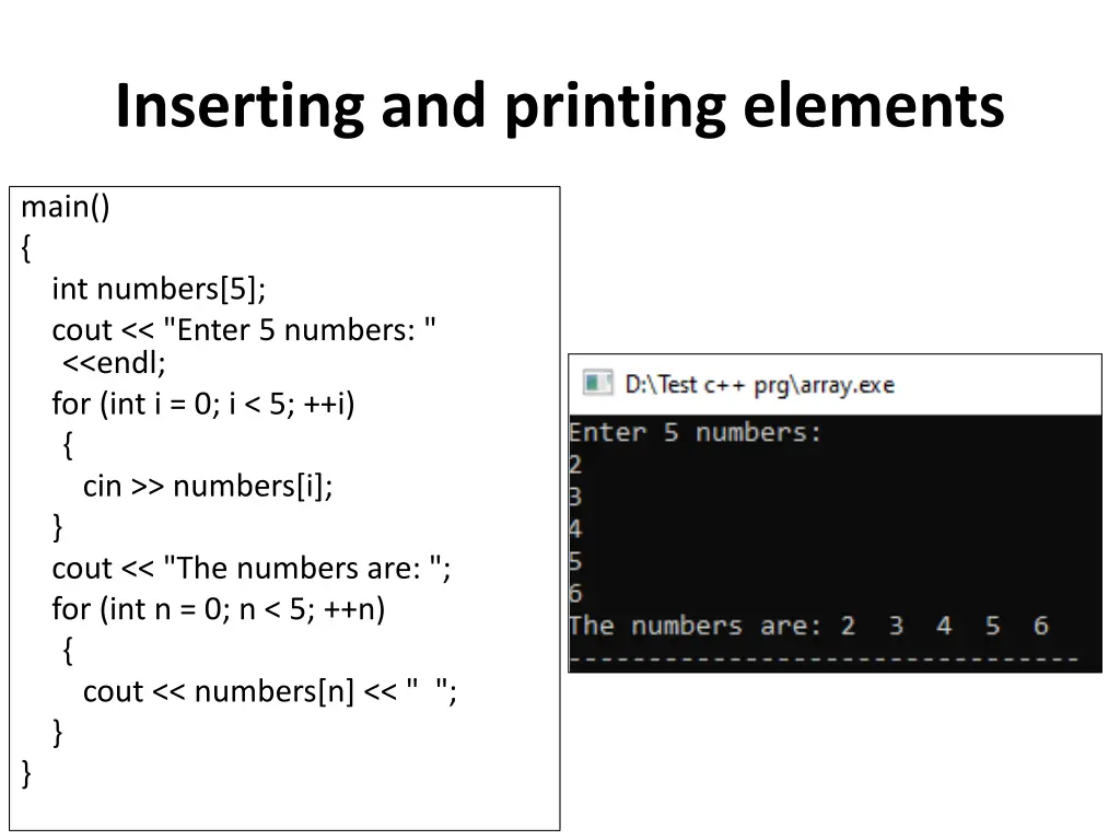 inserting and printing elements