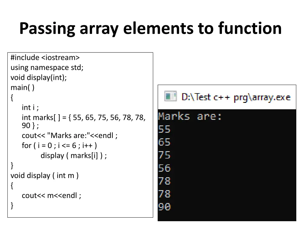passing array elements to function