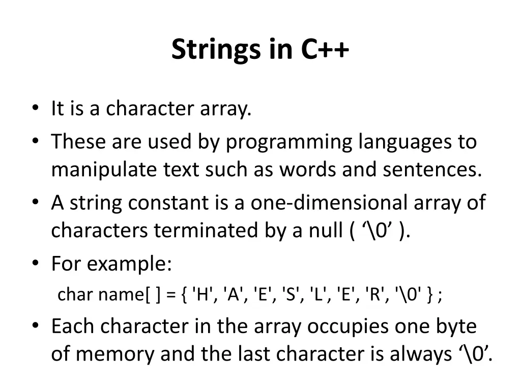 strings in c