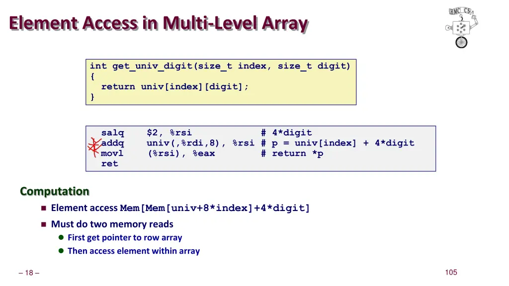 element access in multi level array