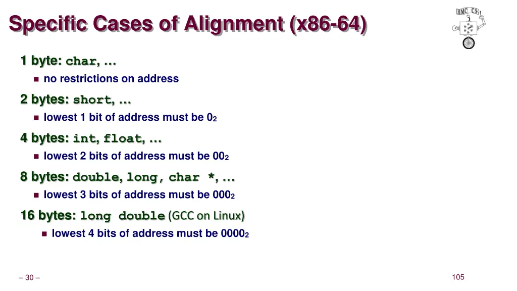 specific cases of alignment x86 64
