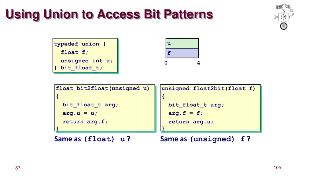 using union to access bit patterns