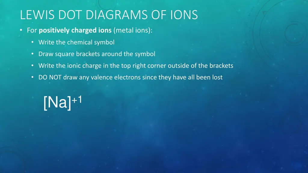 lewis dot diagrams of ions for positively charged
