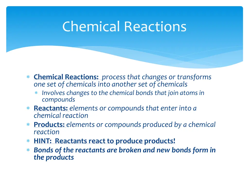 chemical reactions
