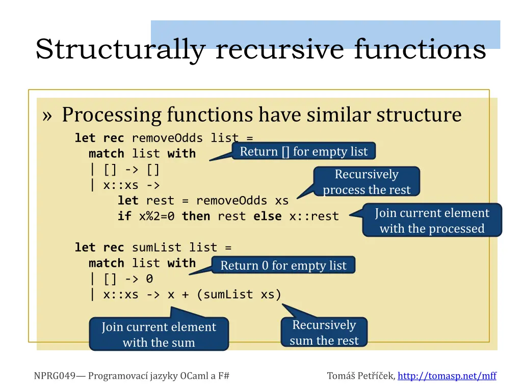 structurally recursive functions