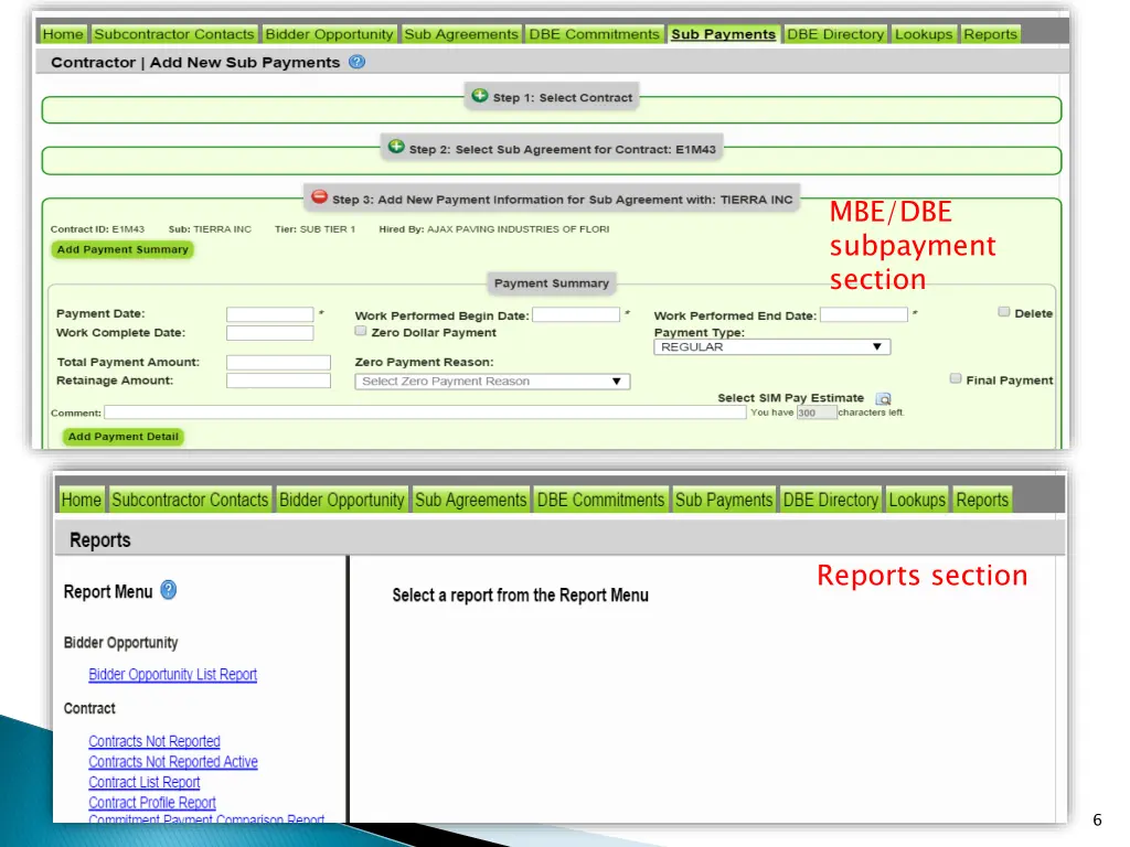 mbe dbe subpayment section