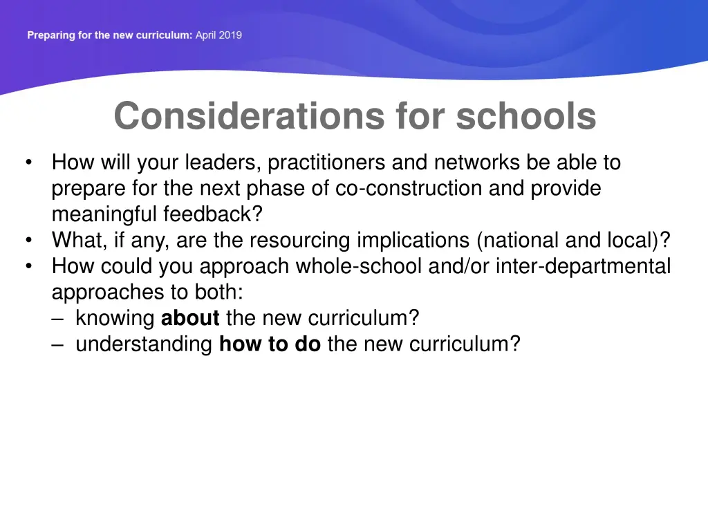 considerations for schools