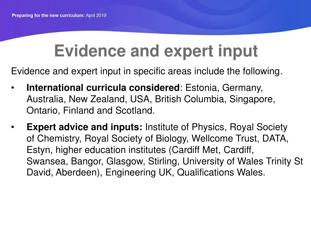 evidence and expert input 1