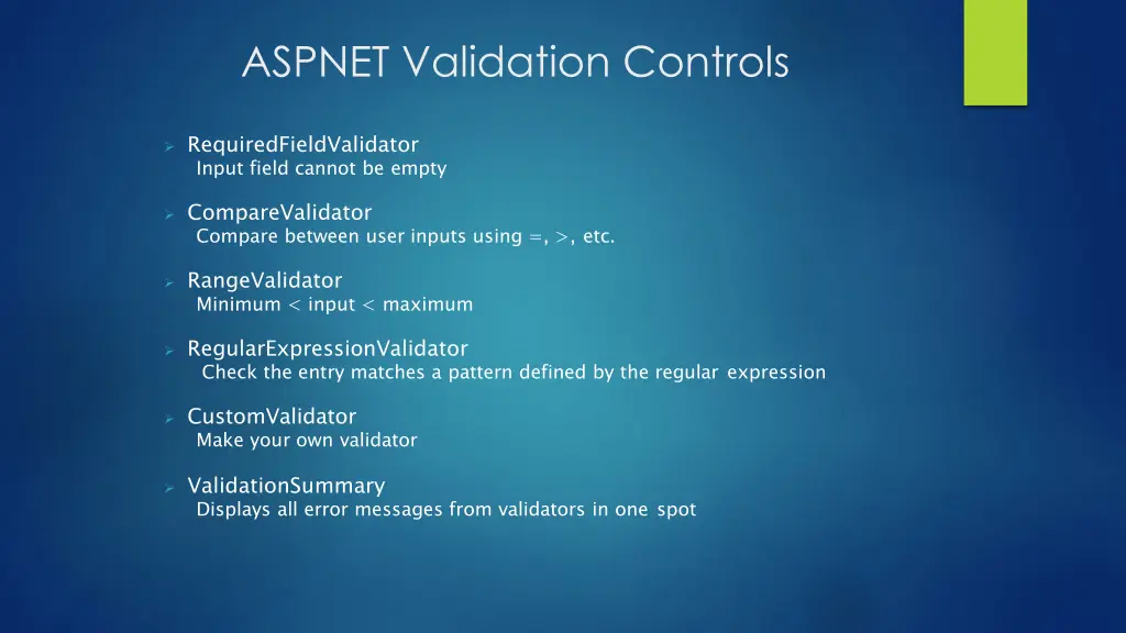 aspnet validation controls
