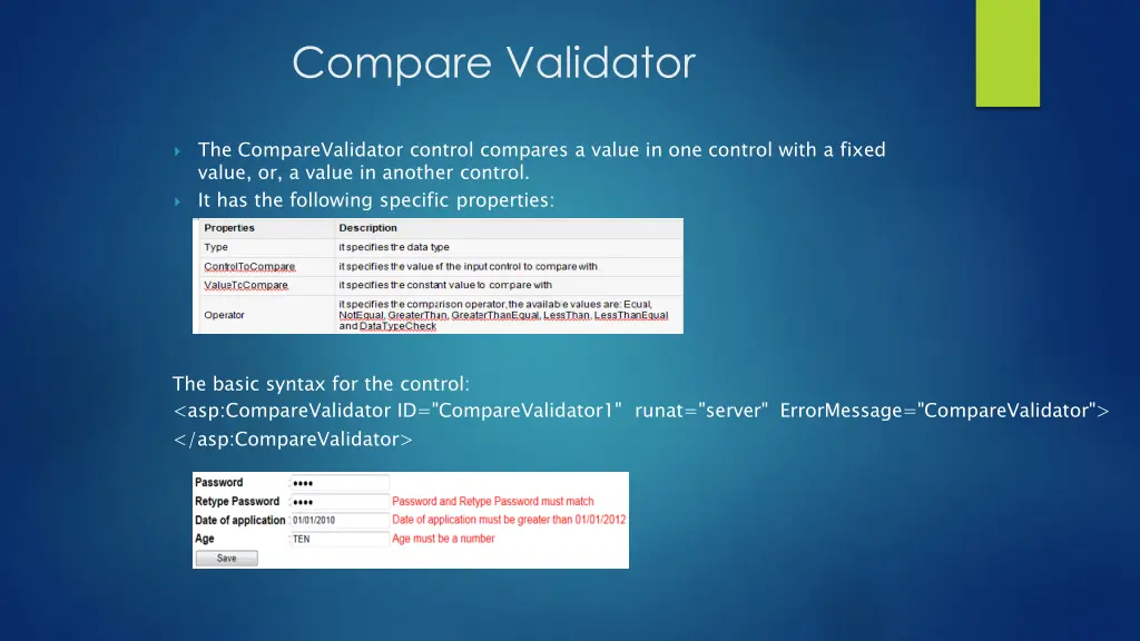 compare validator