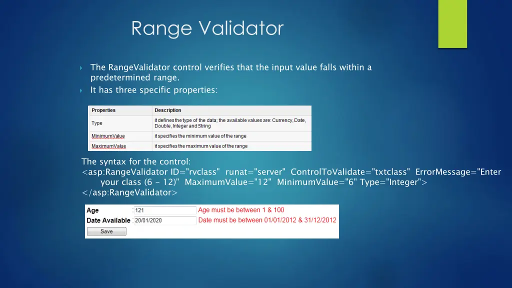 range validator
