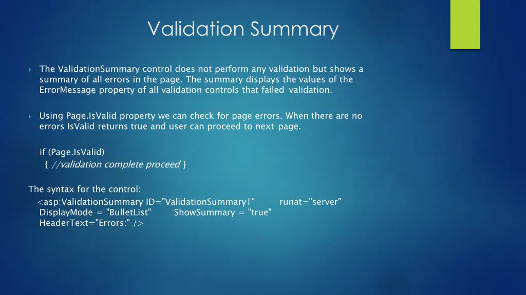 validation summary