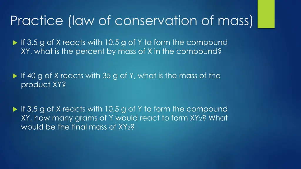practice law of conservation of mass
