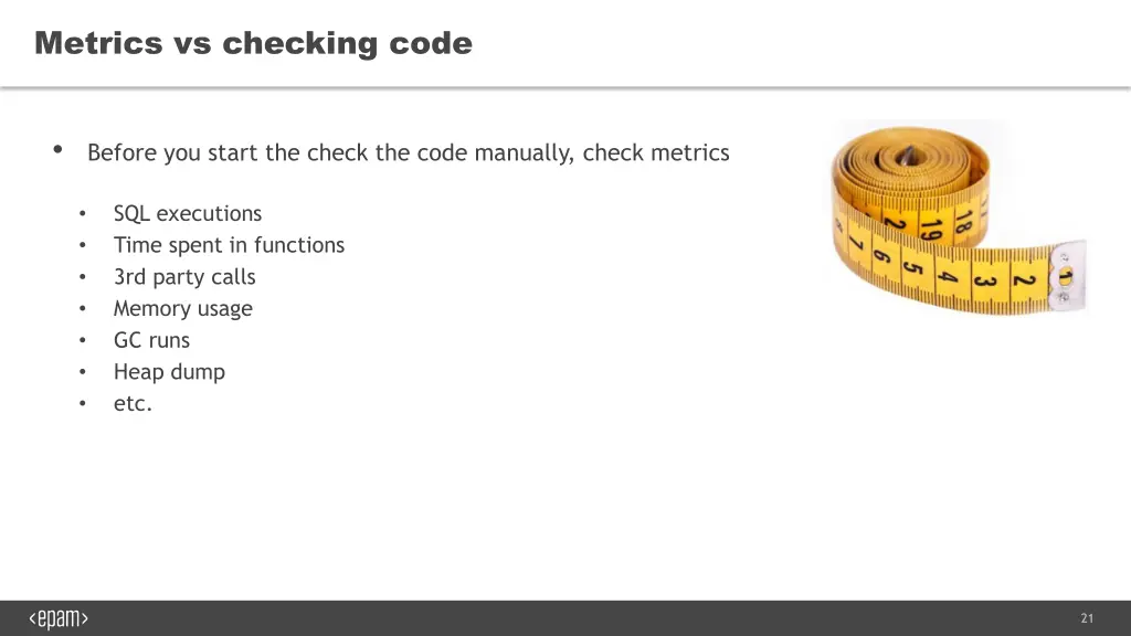 metrics vs checking code