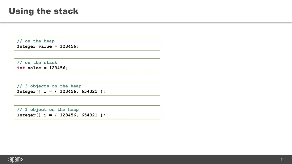 using the stack