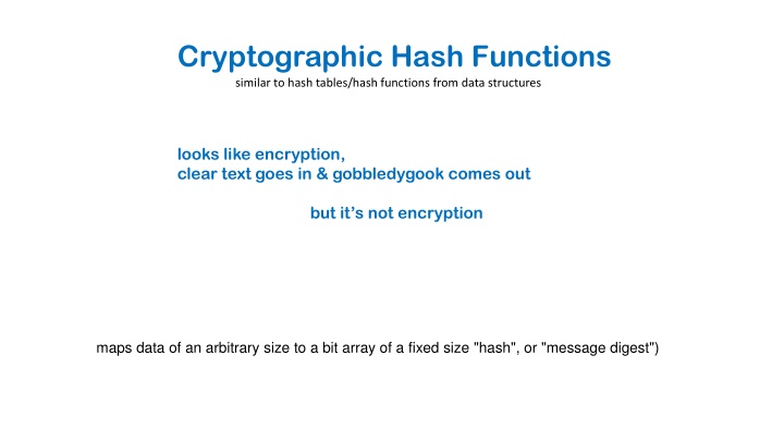 cryptographic hash functions similar to hash