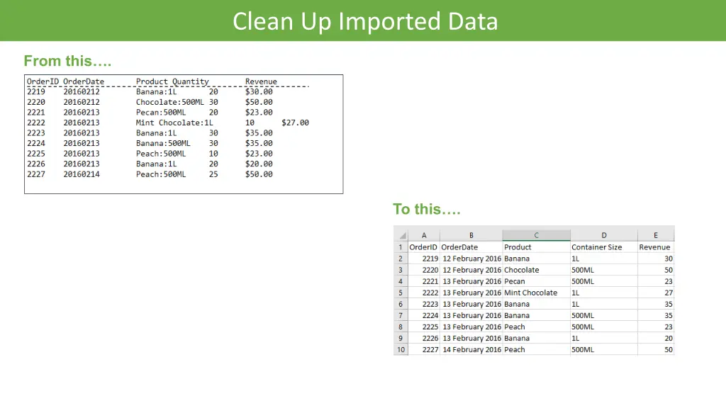 clean up imported data
