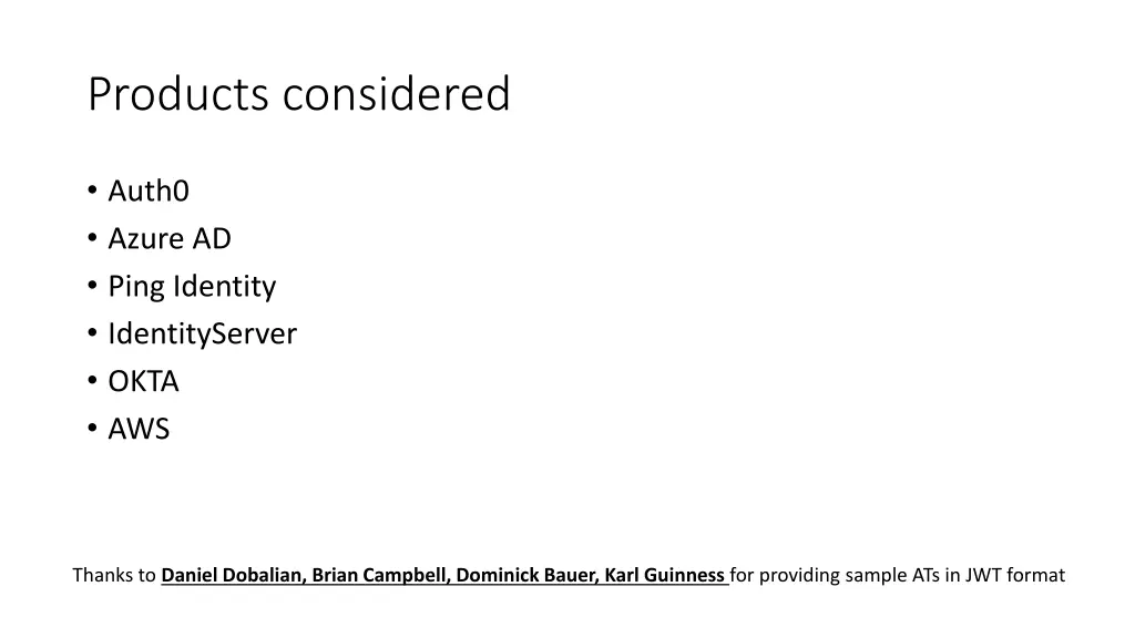 products considered