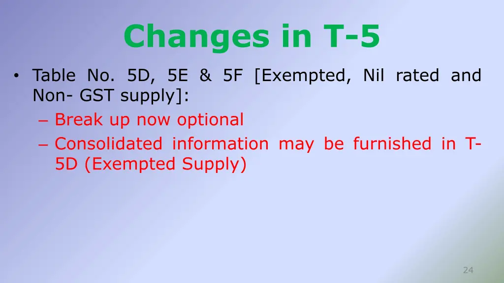 changes in t 5
