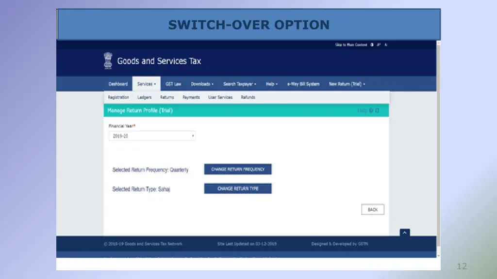 switch over option