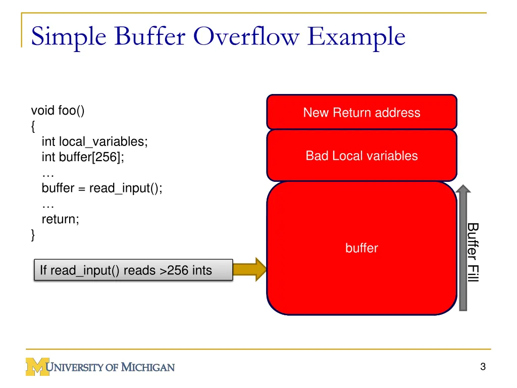 simple buffer overflow example