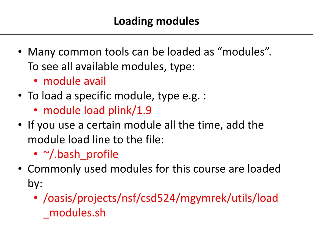 loading modules