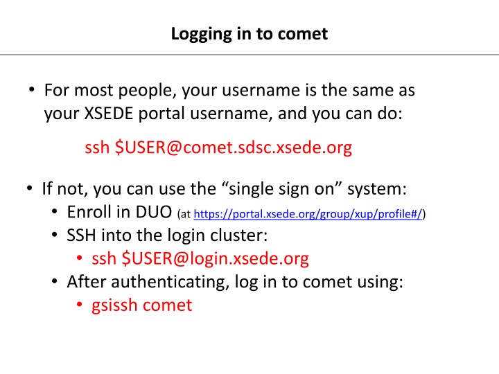 logging in to comet
