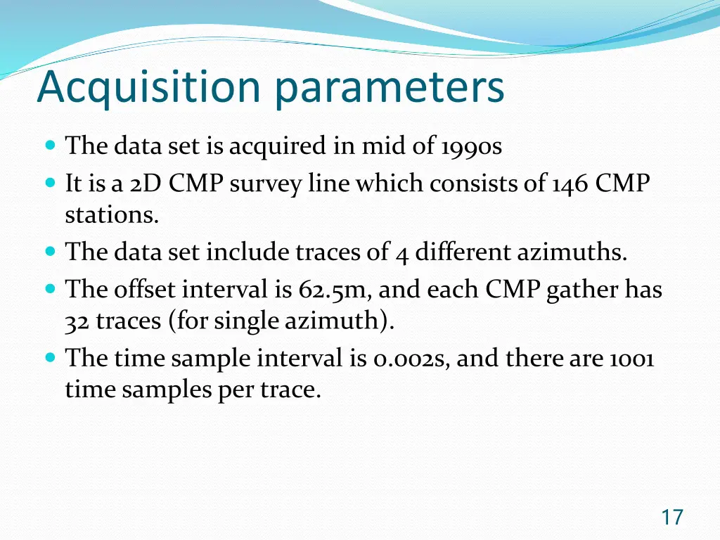 acquisition parameters