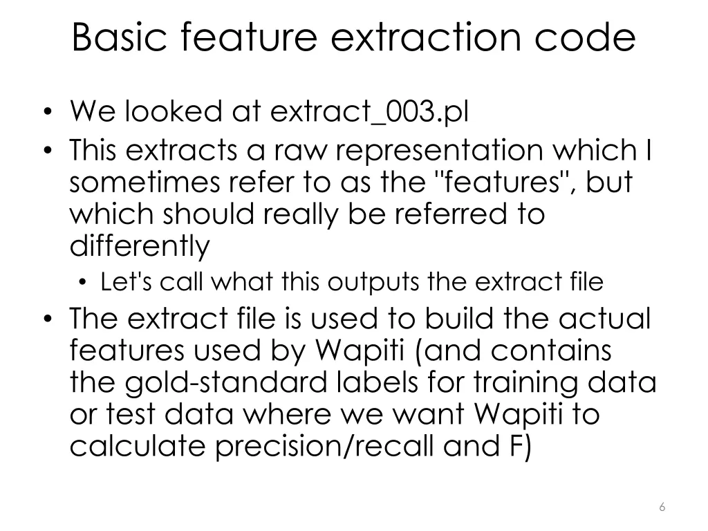 basic feature extraction code