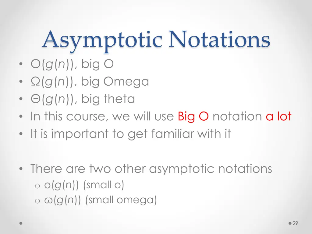 asymptotic notations o g n big o g n big omega