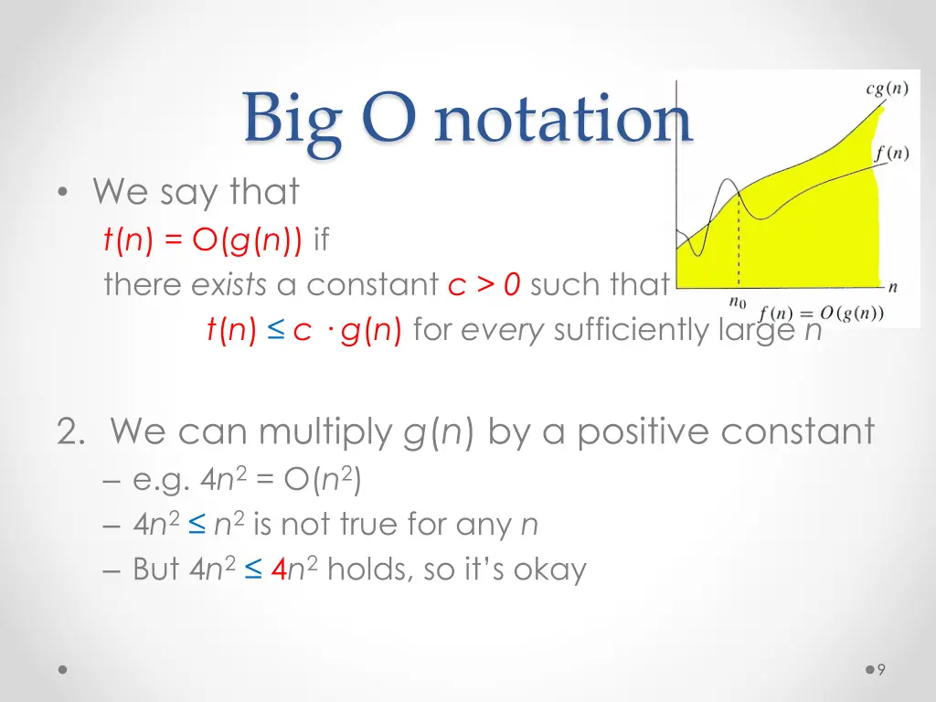 big o notation we say that t n o g n if there 2