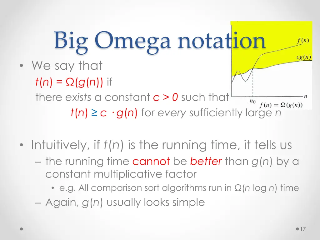 big omega notation we say that t n g n if there