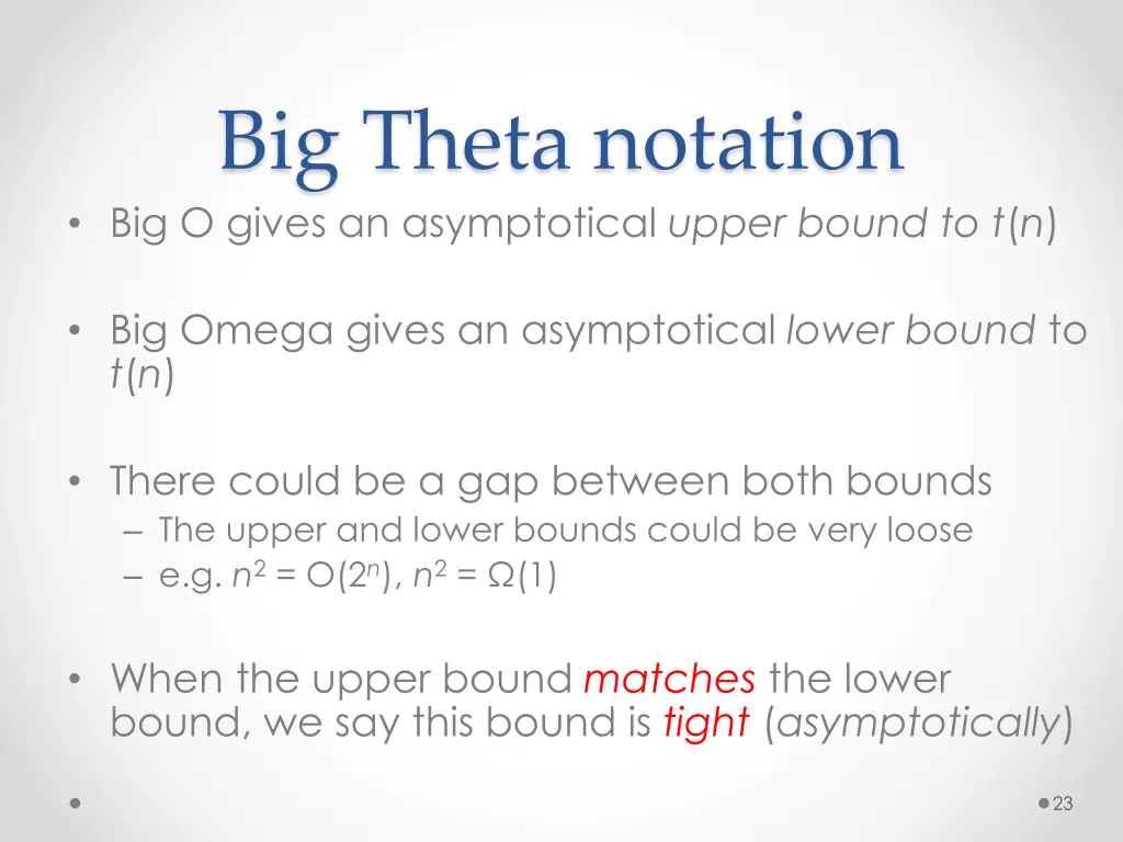 big theta notation big o gives an asymptotical