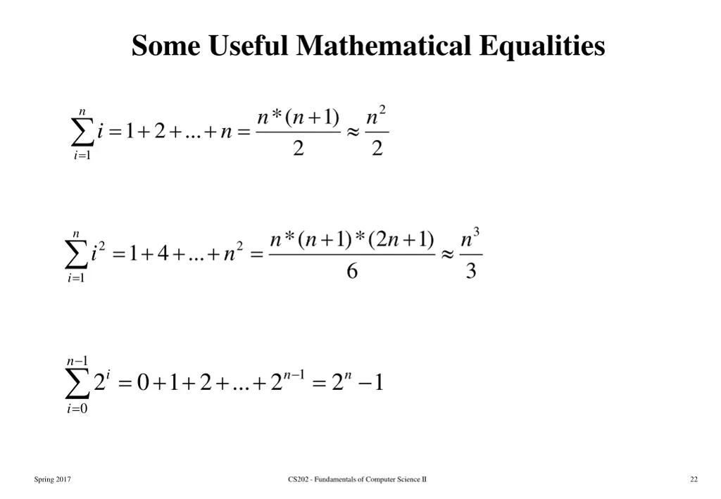 some useful mathematical equalities