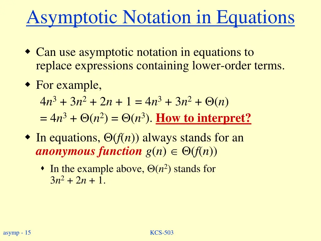 asymptotic notation in equations