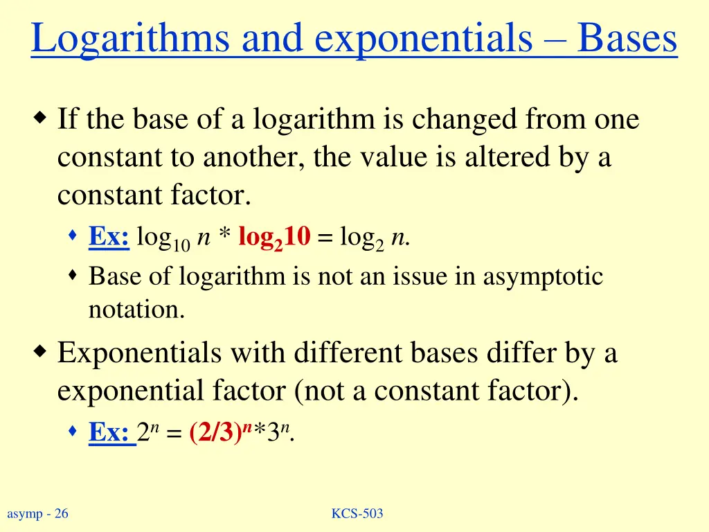 logarithms and exponentials bases