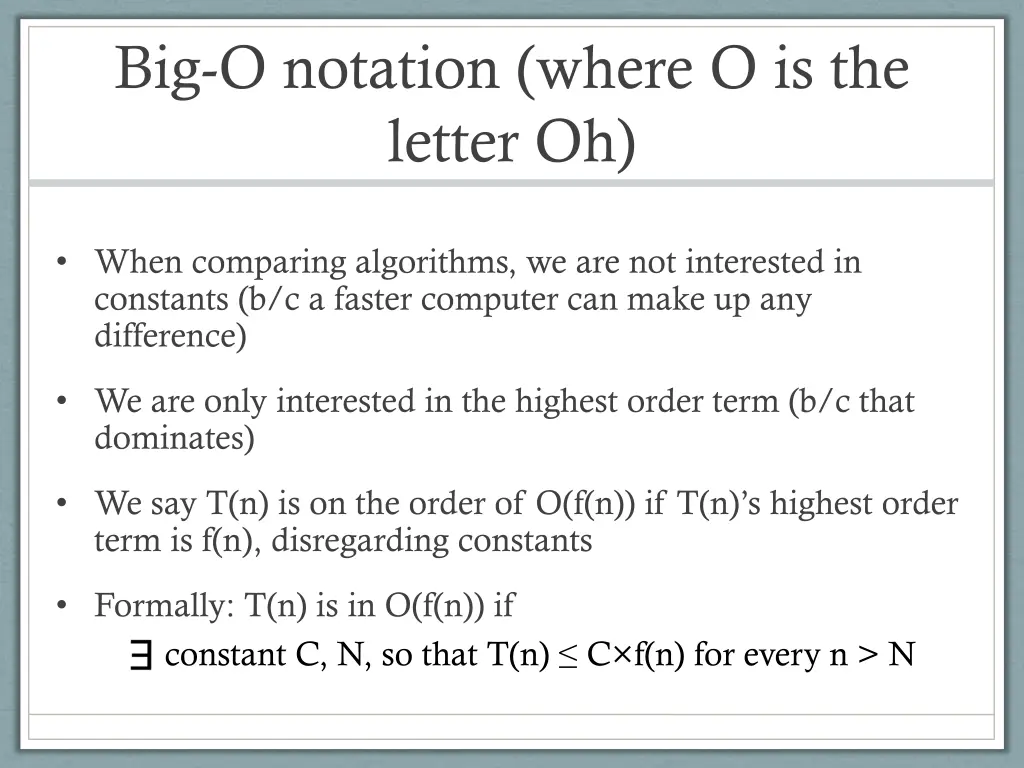 big o notation where o is the letter oh