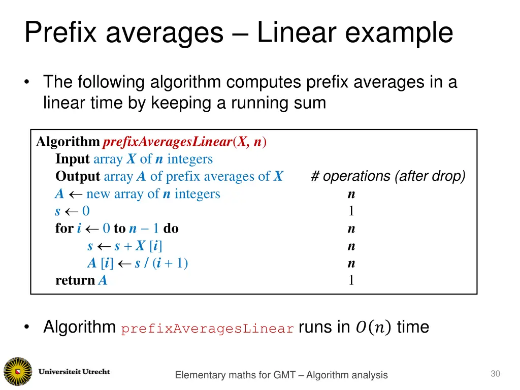 prefix averages linear example