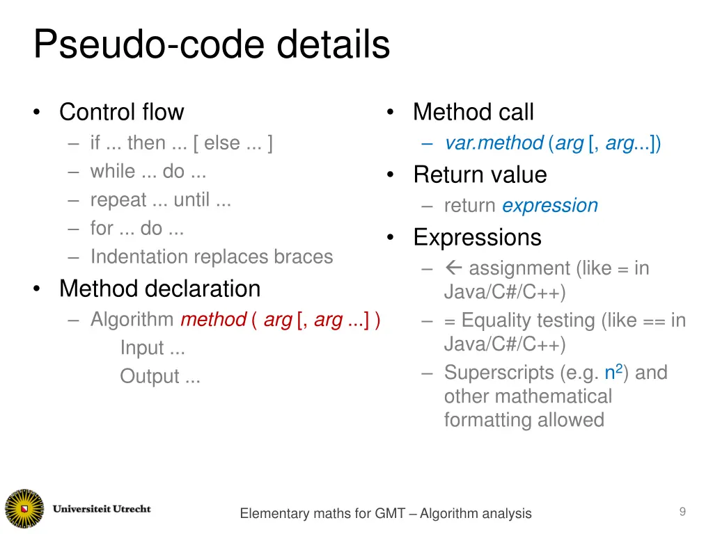 pseudo code details