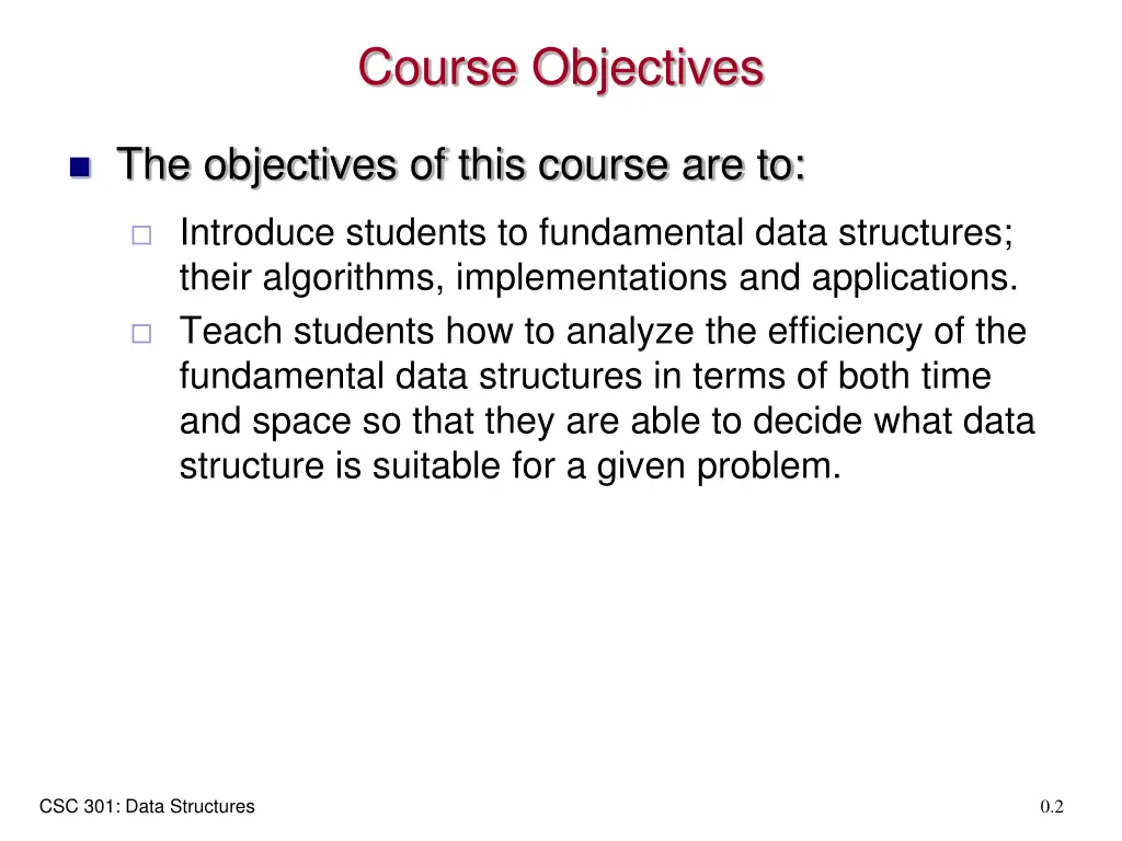 course objectives